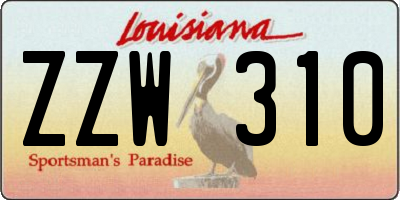 LA license plate ZZW310