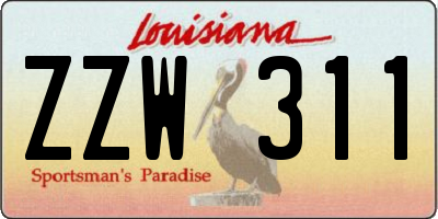 LA license plate ZZW311