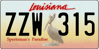 LA license plate ZZW315