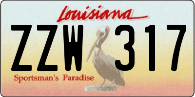 LA license plate ZZW317