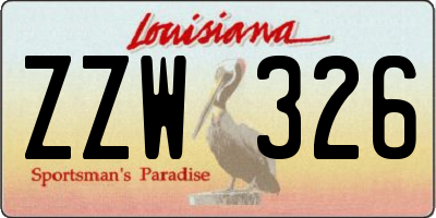 LA license plate ZZW326