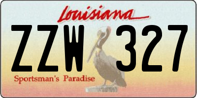 LA license plate ZZW327
