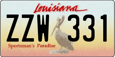 LA license plate ZZW331