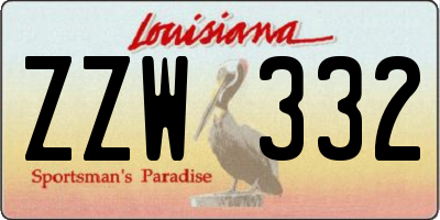 LA license plate ZZW332