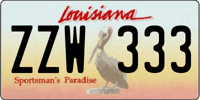 LA license plate ZZW333