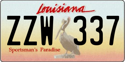 LA license plate ZZW337