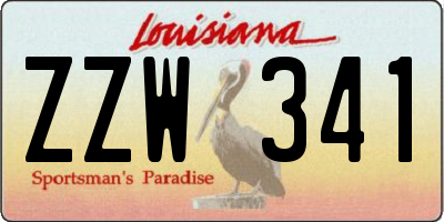 LA license plate ZZW341