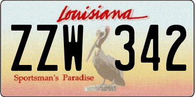 LA license plate ZZW342