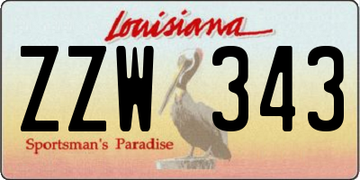 LA license plate ZZW343
