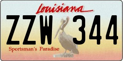 LA license plate ZZW344