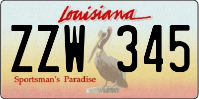 LA license plate ZZW345