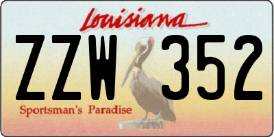 LA license plate ZZW352