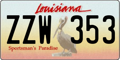 LA license plate ZZW353