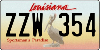 LA license plate ZZW354