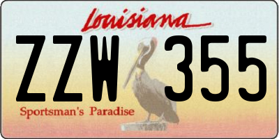 LA license plate ZZW355