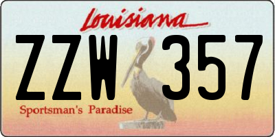 LA license plate ZZW357