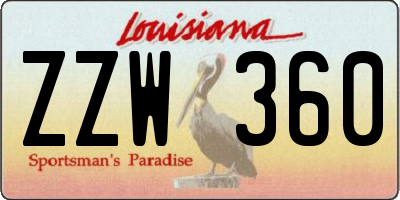 LA license plate ZZW360