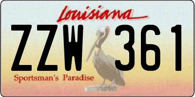 LA license plate ZZW361