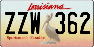 LA license plate ZZW362