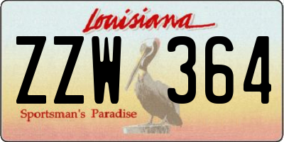 LA license plate ZZW364