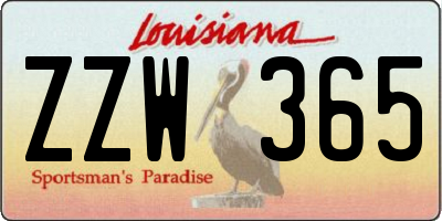 LA license plate ZZW365