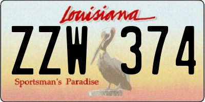 LA license plate ZZW374