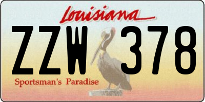 LA license plate ZZW378