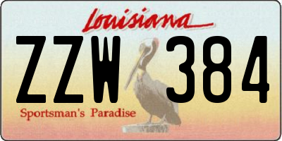 LA license plate ZZW384