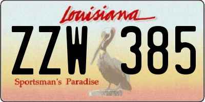 LA license plate ZZW385