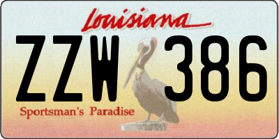 LA license plate ZZW386