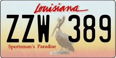 LA license plate ZZW389