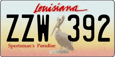 LA license plate ZZW392