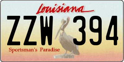 LA license plate ZZW394