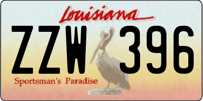 LA license plate ZZW396