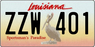 LA license plate ZZW401