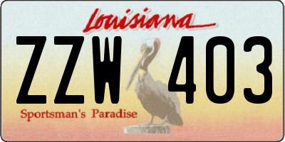 LA license plate ZZW403