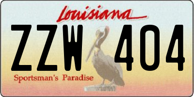 LA license plate ZZW404