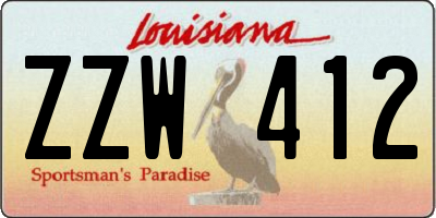 LA license plate ZZW412