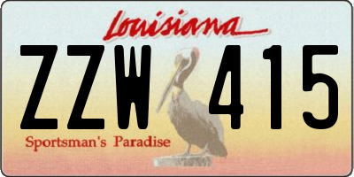 LA license plate ZZW415