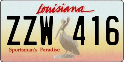 LA license plate ZZW416