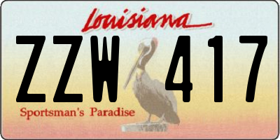 LA license plate ZZW417