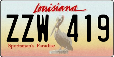 LA license plate ZZW419