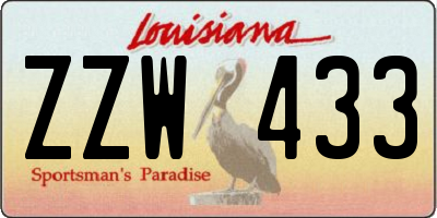 LA license plate ZZW433