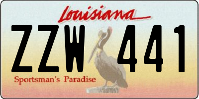 LA license plate ZZW441