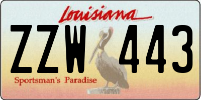 LA license plate ZZW443