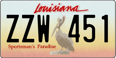 LA license plate ZZW451