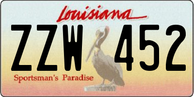 LA license plate ZZW452