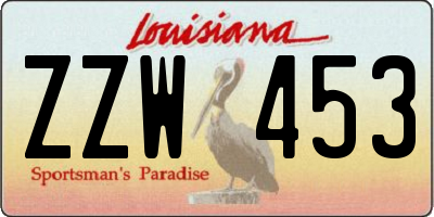 LA license plate ZZW453