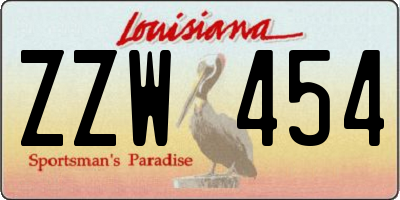 LA license plate ZZW454