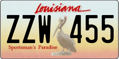 LA license plate ZZW455